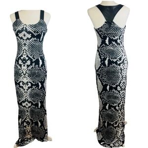 NWT! SMALL Bebe Addiction SNAKE PRINT Maxi Dress LINED